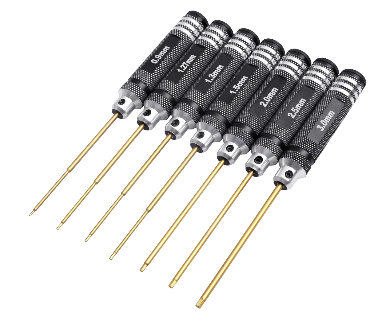 HobbyPark Titanium Hex Driver Set – 0.9mm/1.27mm/1.3mm/1.5mm/2.0mm/2.5mm/3.0mm Small and 17mm Hex Wrench Set RC Car Tools Kit
