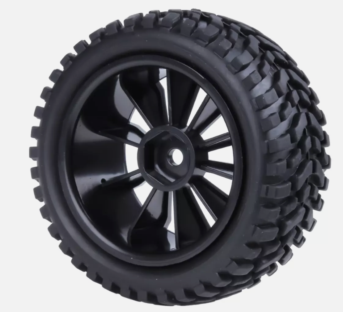 HobbyPark 4-Pack 2.99" Rubber RC Car Tires & Wheels – 12mm Hex Hub, Durable Off-Road Grip