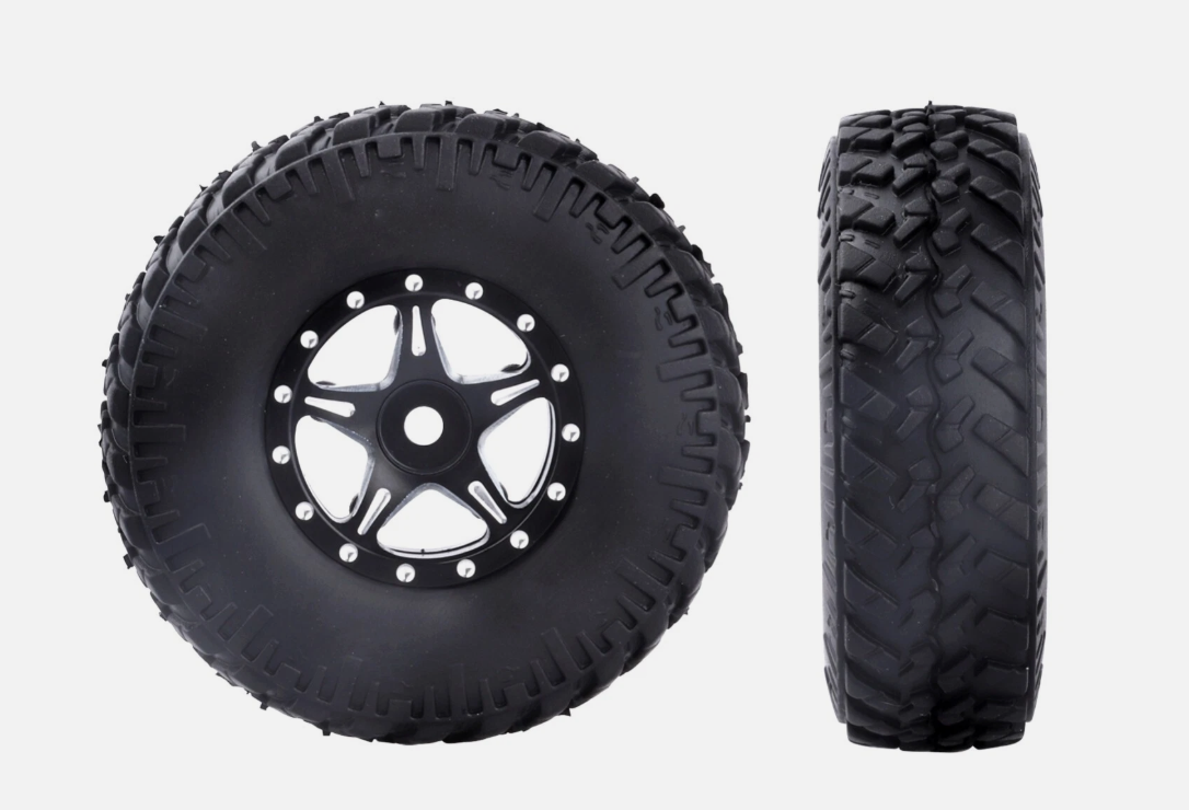 HobbyPark 1.0" Beadlock Wheels & Tires Set for 1/24 Axial SCX24, AX24, Gladiator, Deadbolt (4-Pack)