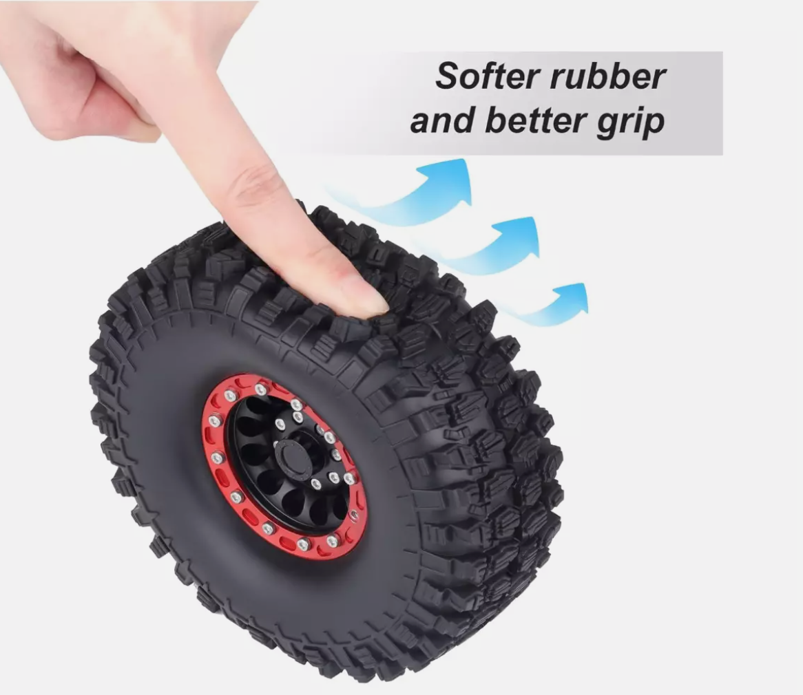 HobbyPark 1.9" Beadlock Wheels & 4.7" RC Crawler Tires with Foam – Fits TRX4, SCX10, Gen8 (Set of 4)