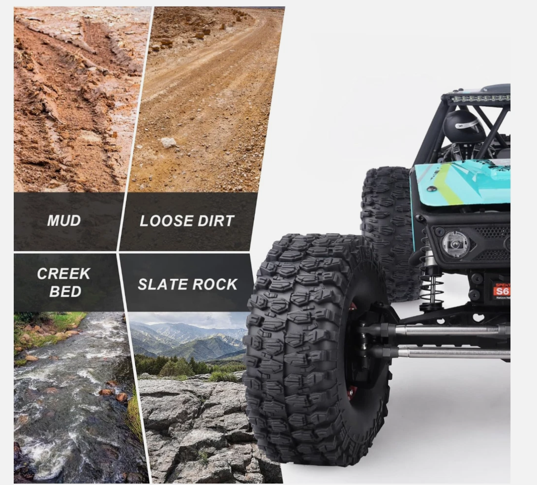 HobbyPark 1.9" Beadlock Wheels & 4.7" RC Crawler Tires with Foam – Fits TRX4, SCX10, Gen8 (Set of 4)