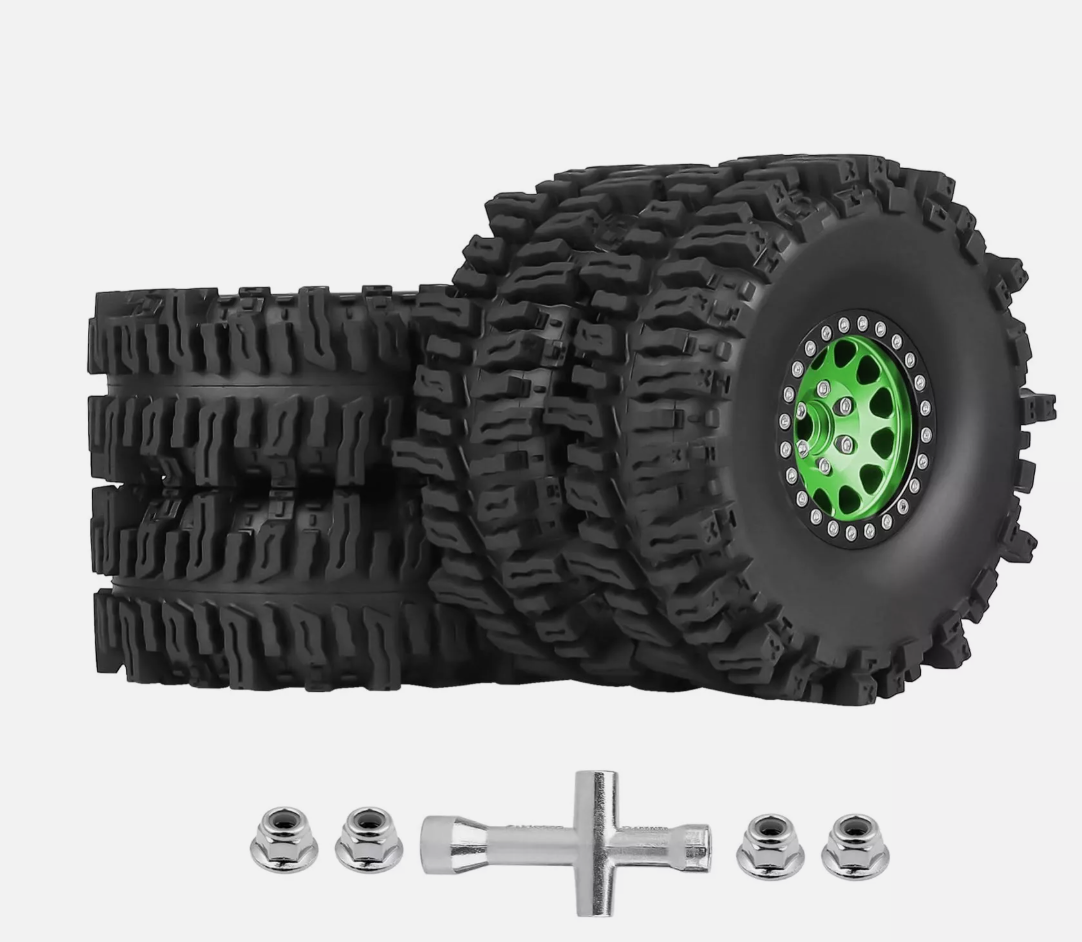 HobbyPark 4.7" 1.9" RC Crawler Tires & Wheels Set (4-Pack) for SCX10, TRX4, Gen8