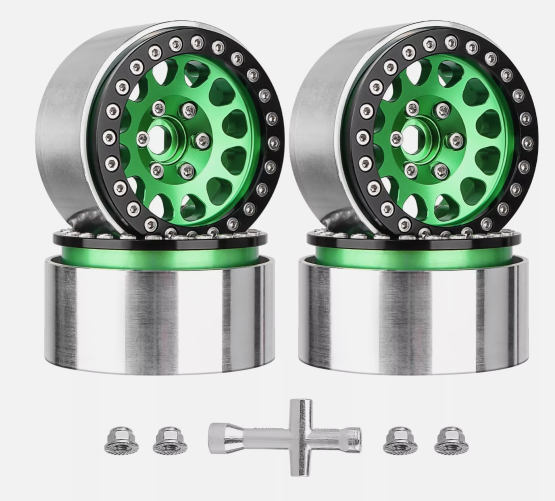 HobbyPark 1.9" Aluminum Beadlock Wheels for 1/10 RC Crawlers – Fits TRX4, SCX10, Gen8 (4-Pack)