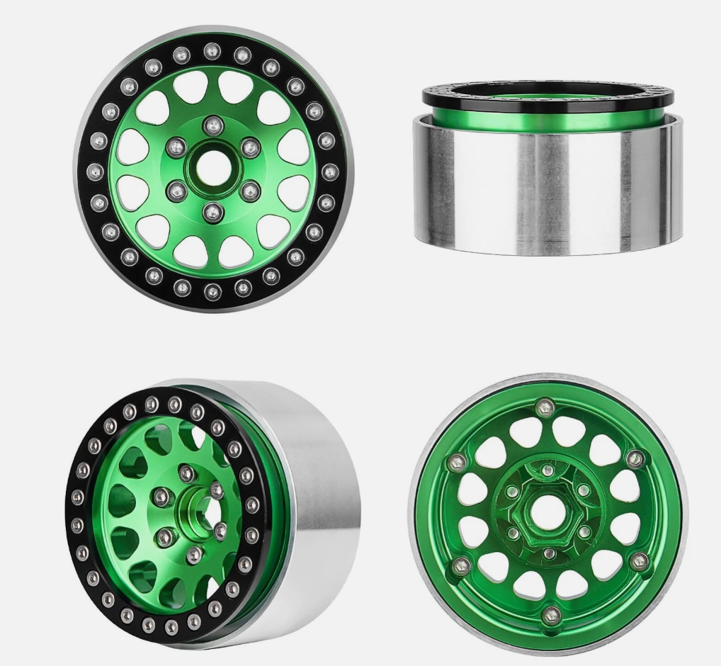 HobbyPark 1.9" Aluminum Beadlock Wheels for 1/10 RC Crawlers – Fits TRX4, SCX10, Gen8 (4-Pack)