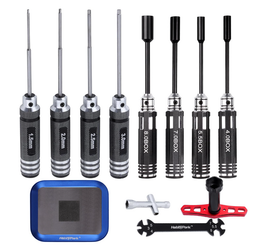 HobbyPark RC Repair Tools Kit – Hex Drivers, Nut Drivers, Wrenches & Screw Tray