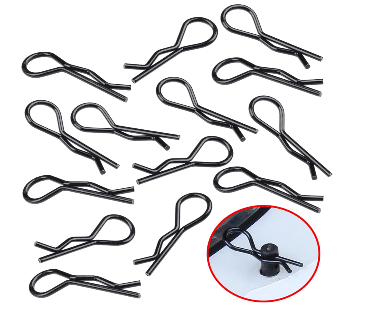 HobbyPark 150 Pieces Universal Bent RC Body Clips for All 1/10 1/12 Scale Redcat HPI Tamiya HSP Exceed RC Car Parts Truck Buggy Shell Replacement