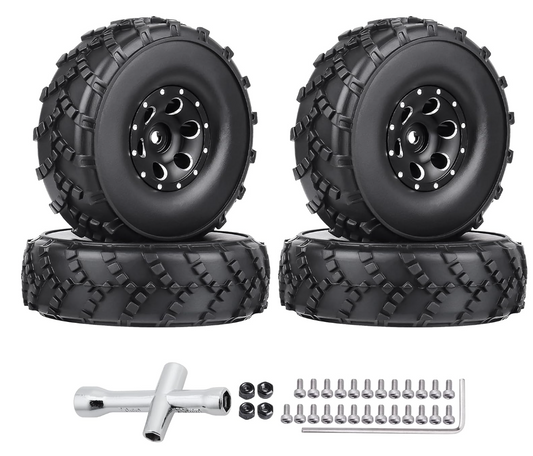 HobbyPark 1.0 Sticky Tires & Beadlock Wheels for TRX4M, AX24, SCX24, FCX24 (1/18 & 1/24 Scale RC Crawlers)