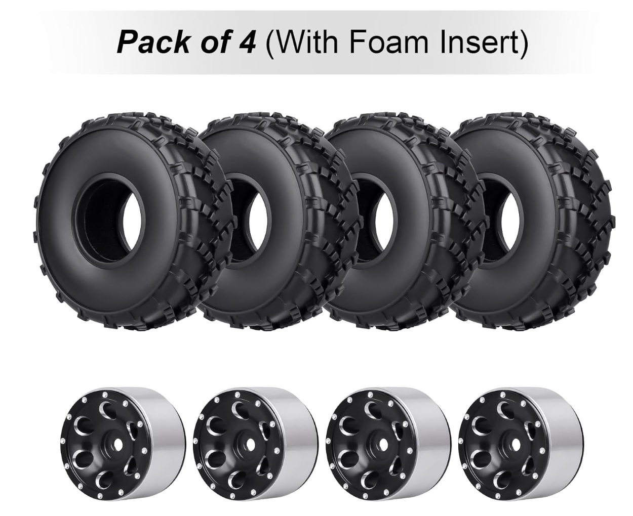 HobbyPark 1.0 Sticky Tires & Beadlock Wheels for TRX4M, AX24, SCX24, FCX24 (1/18 & 1/24 Scale RC Crawlers)