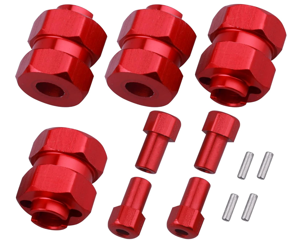 HobbyPark 1.0" Beadlock Wheels & Tires with Extended Spacers for 1/24 Axial SCX24 Crawler (4-Pack)