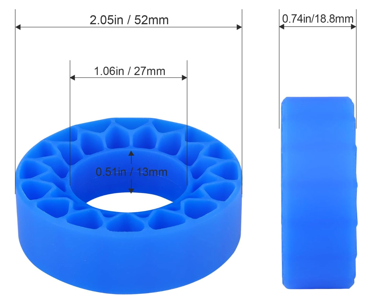 HobbyPark 1.0 Silicone Foam Inserts for 1/18 & 1/24 RC Crawler Tires, Super Soft, 4pcs (Navy Blue)