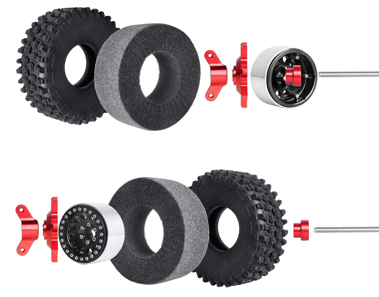 HobbyPark 1.9 Beadlock Wheels & Tires 120mm for Traxxas TRX4 Axial SCX10 II III Redcat Gen8 12mm Hex, 4-Pack