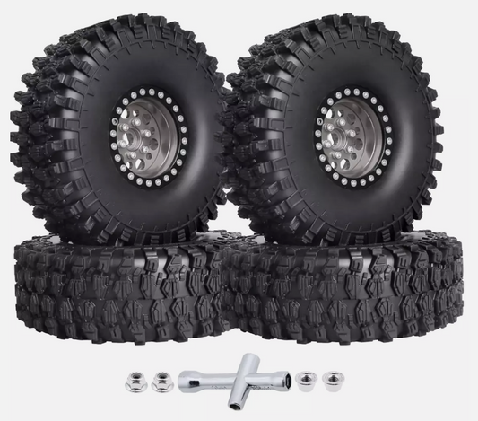 HobbyPark 4.72" 1.9" Beadlock Crawler Tires & Wheels for SCX10, TRX-4, Redcat