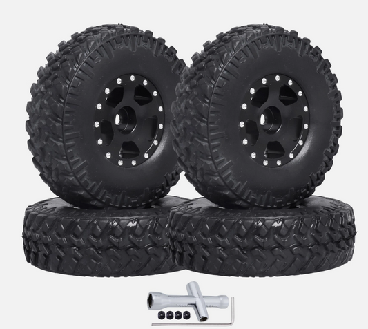 HobbyPark 1.0" Beadlock Wheels & Tires Set for Axial SCX24, AX24, Gladiator, Deadbolt