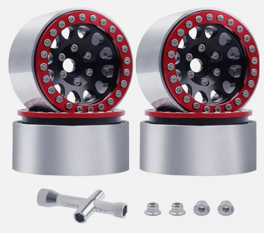 HobbyPark 1.9" Aluminum Beadlock Wheels (4-Pack) – Fits 1/10 RC Crawlers Like TRX4, SCX10, Gen8