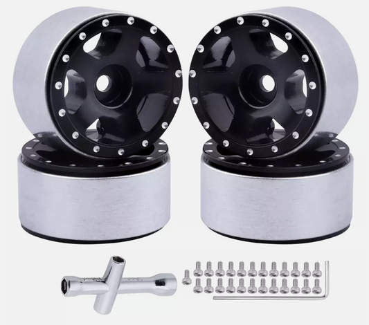 HobbyPark 1.0" Beadlock Wheels (Style A) – Compatible with 1/24 & 1/18 RC Crawlers (4-Pack)