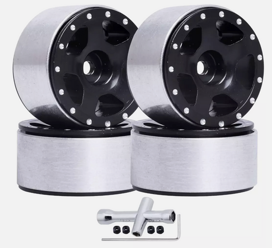 Premium 1.0" Beadlock Wheels (4-Pack) for 1/24 RC Crawlers – Compatible with Axial SCX24 & AX24