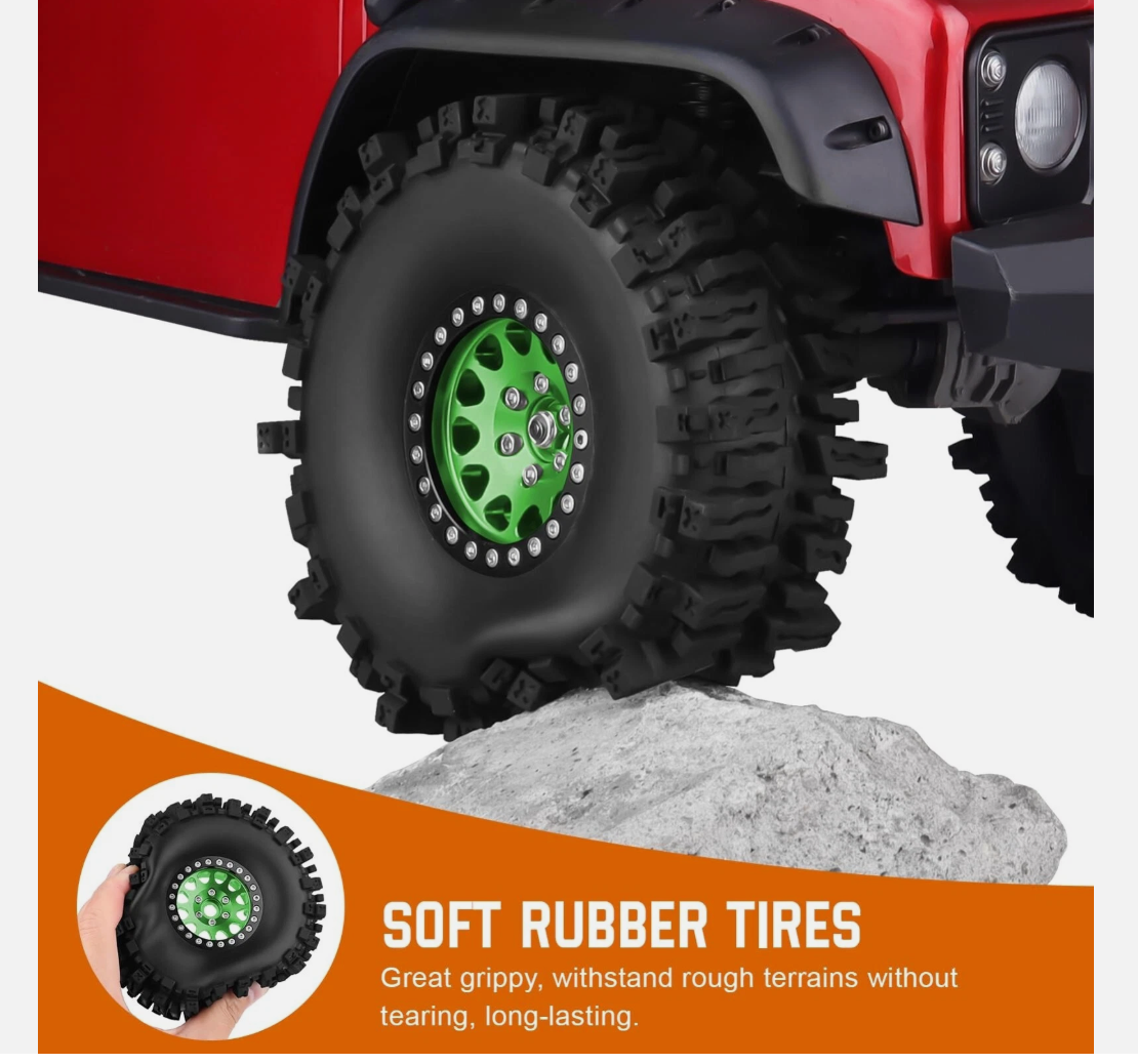 HobbyPark 4.7" 1.9" RC Crawler Tires & Wheels Set (4-Pack) for SCX10, TRX4, Gen8